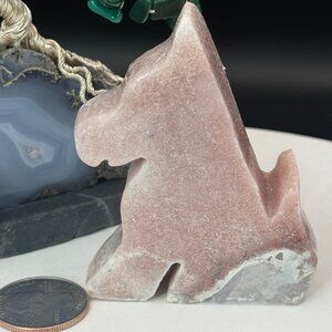 Pink Amethyst Agate Dog Carving Crystal Natural 121g Nature Animals Imperfect